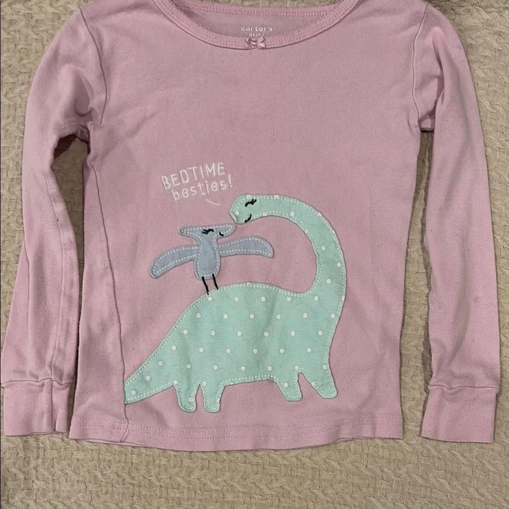 Carter's Dinosaur Pink and Red Pajama Sets Size 4T - Picture 8 of 11